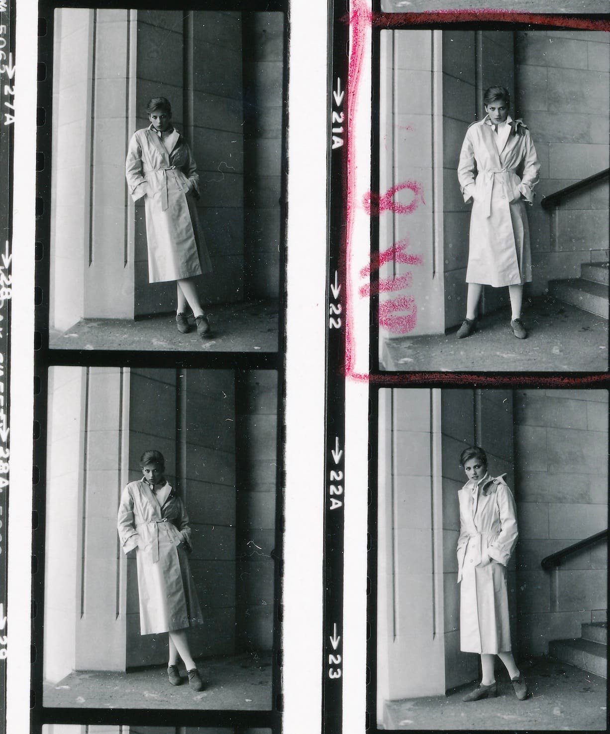 Gia in a trench, contact sheet